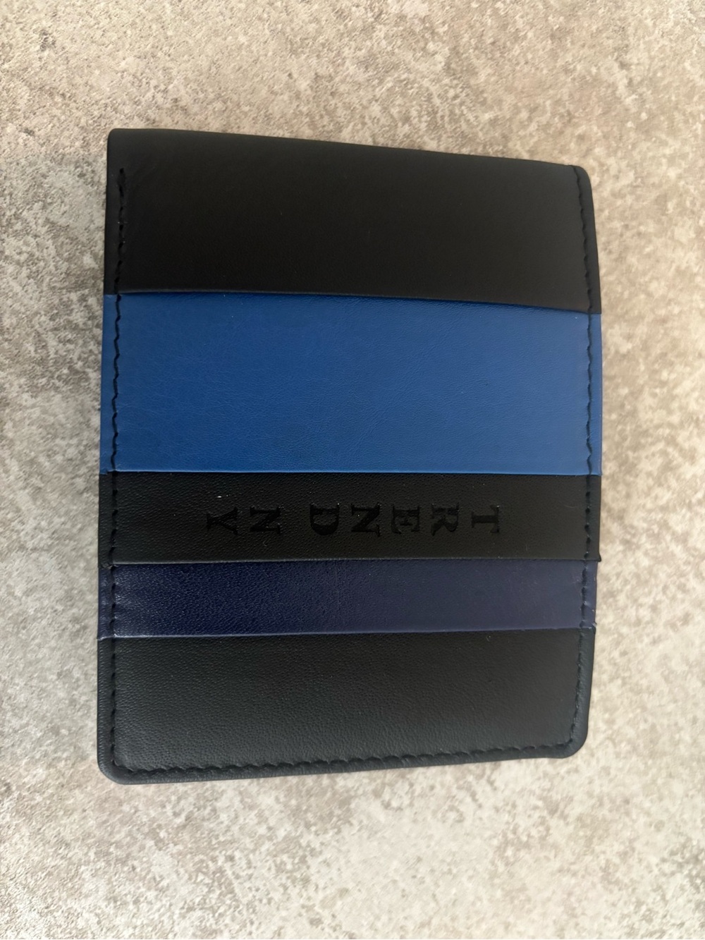 TREND Genuine Leather Men’s RFID Wallet Black/Blue NIB
